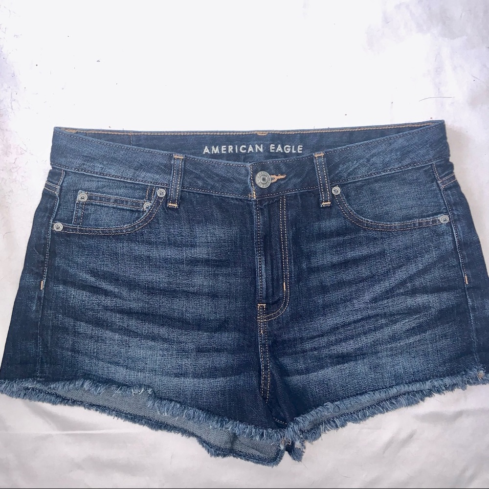 American Eagle Outfitters Tom Girl Shortie Denim Cutoff Shorts Dark Wash Size 10
